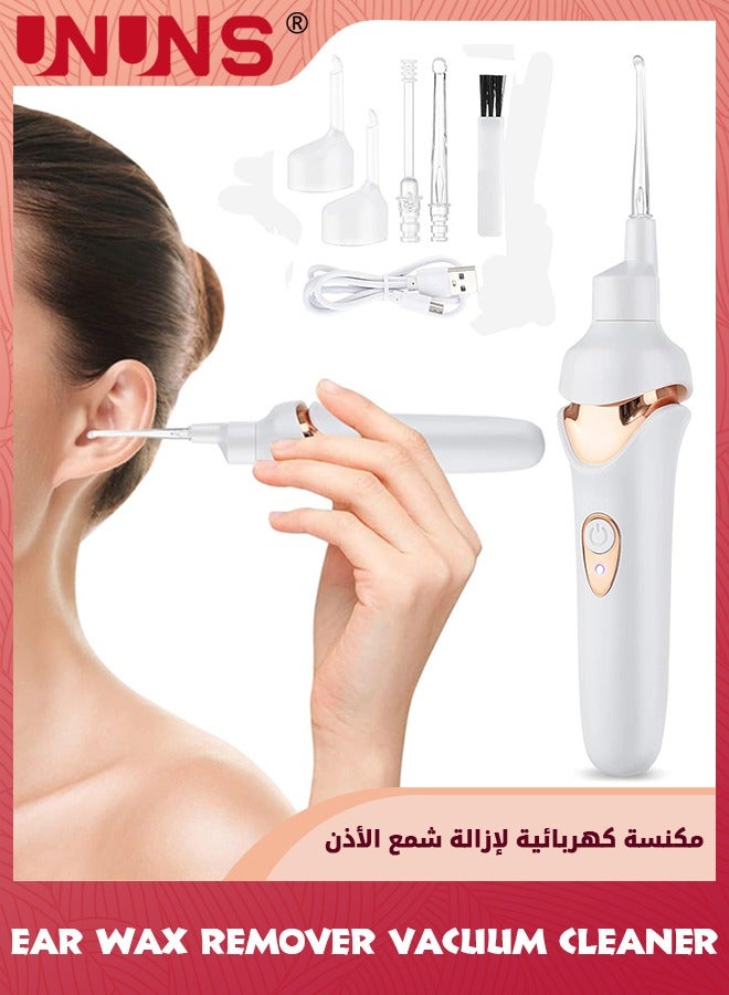 UNUNS Ear Wax Remover Vacuum Cleaner,Wireless Ear Cleaner,Multi-Functional Electric Earwax Removal Kit With LED Light,USB Charge Reusable Safe Electric Ear Suction, Earwax Cleaner for Adults Kids,White  - Image 1
