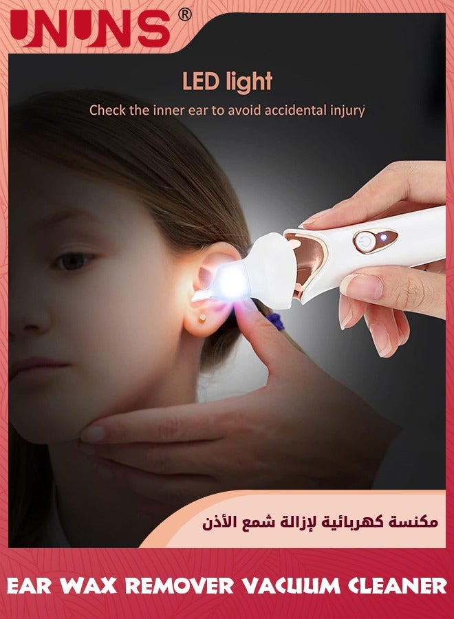 UNUNS Ear Wax Remover Vacuum Cleaner,Wireless Ear Cleaner,Multi-Functional Electric Earwax Removal Kit With LED Light,USB Charge Reusable Safe Electric Ear Suction, Earwax Cleaner for Adults Kids,White  - Image 5