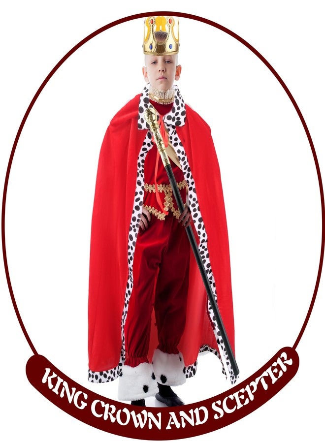 Cotiny 6 Pack King Costume Set Includes Red King Cloak Prince Crown Prince Scepter for Kids Birthday Party Role Play Stage Performance Halloween Costume - Image 4
