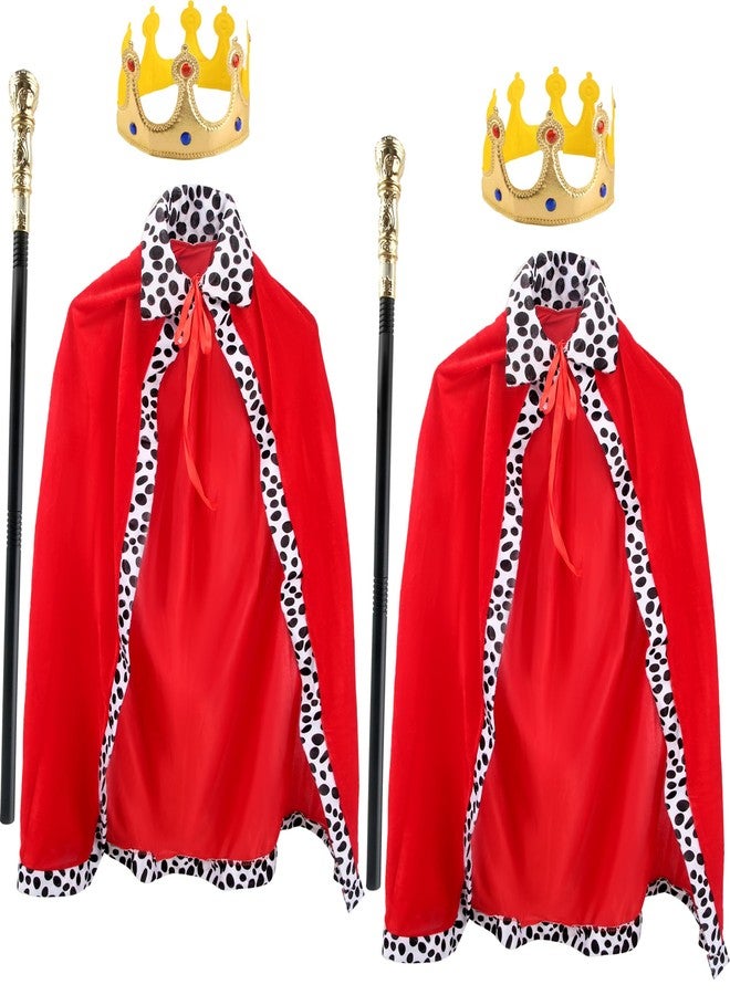 Cotiny 6 Pack King Costume Set Includes Red King Cloak Prince Crown Prince Scepter for Kids Birthday Party Role Play Stage Performance Halloween Costume - Image 1