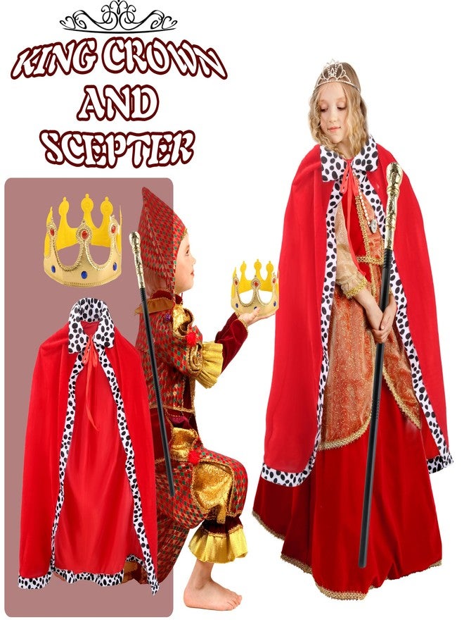 Cotiny 6 Pack King Costume Set Includes Red King Cloak Prince Crown Prince Scepter for Kids Birthday Party Role Play Stage Performance Halloween Costume - Image 3