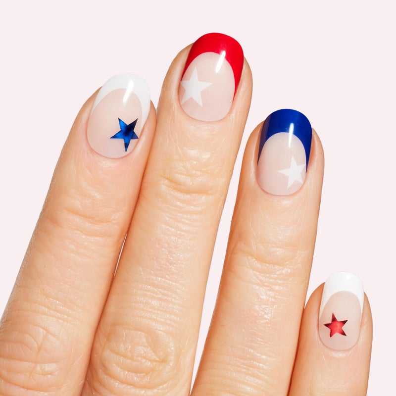 Dashing Diva Patriotic Gloss Nail Strips - All American - UV Free, Chip Resistant, Long Lasting Gel Nail Stickers - 3-Piece Manicure Set - Contains 32 Wraps, 1 Prep Pad, 1 File - Image 2