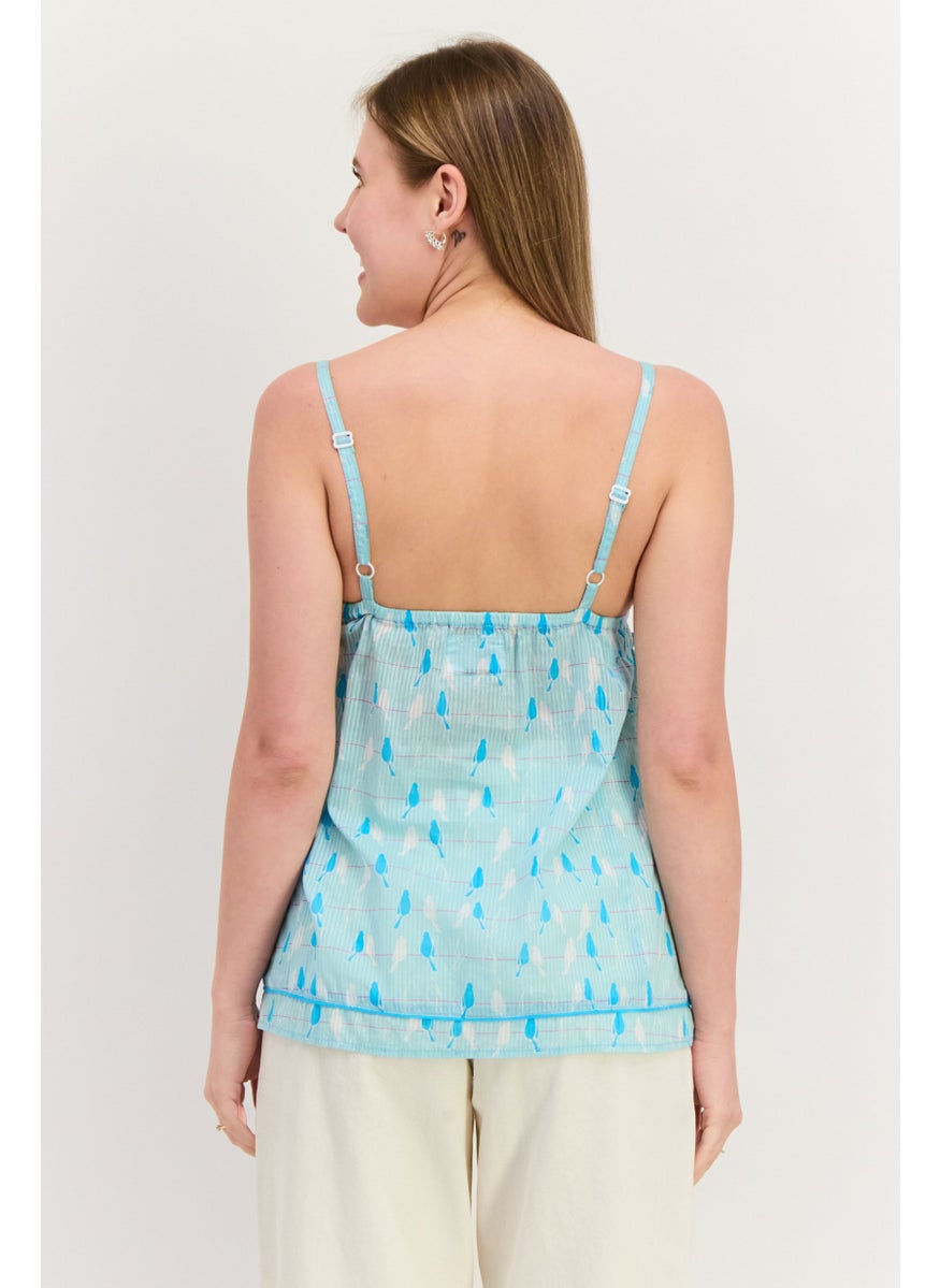 Hilfiger Denim - Women Sweetheart Neck Sleeveless Allover Print Tank Top, Blue Combo - Image 1