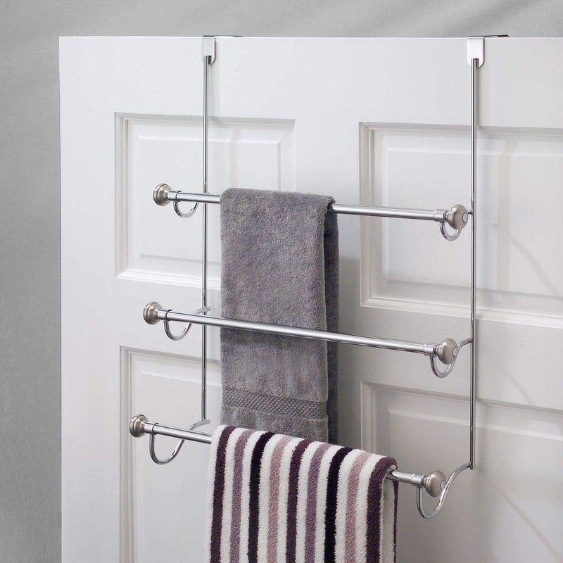 InterDesign iDesign Over the Door Towel Rack, The York Collection, 1.5” x 7” x 22.8”, Brushed Nickel - Image 4