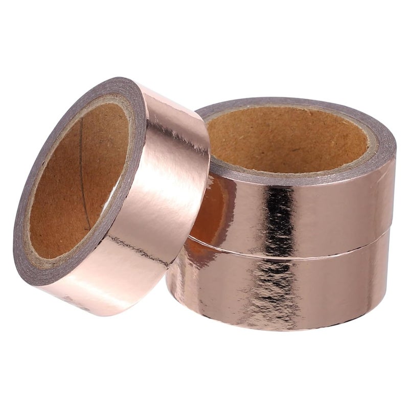 شريط واشي وردي ذهبي 3 لفات ورق فويل زخرفي DIY سكرابوك شريط لاصق للحرف علبة كبيرة - Image 1