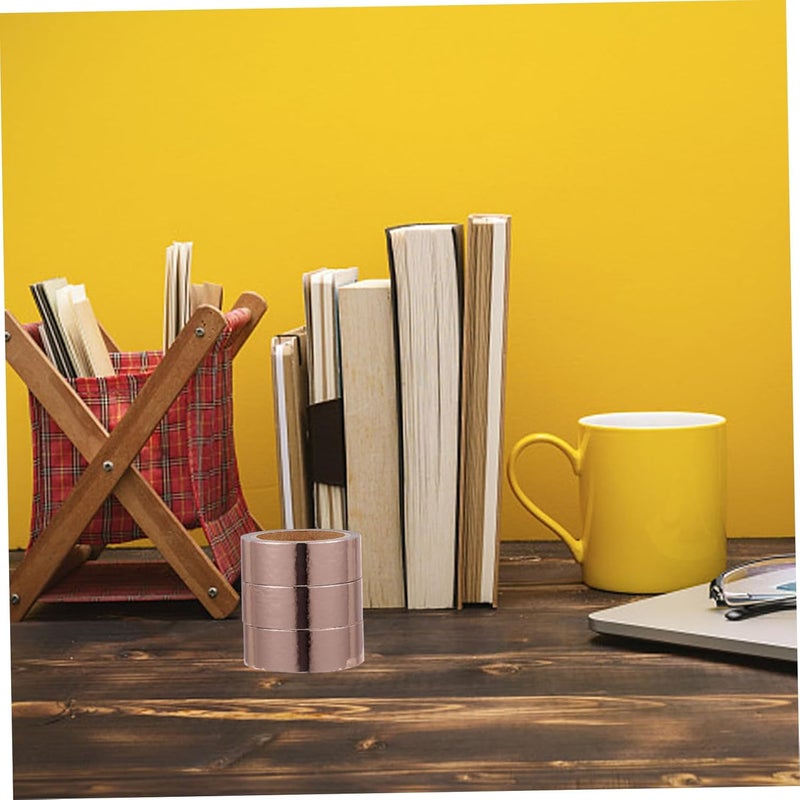 شريط واشي وردي ذهبي 3 لفات ورق فويل زخرفي DIY سكرابوك شريط لاصق للحرف علبة كبيرة - Image 4