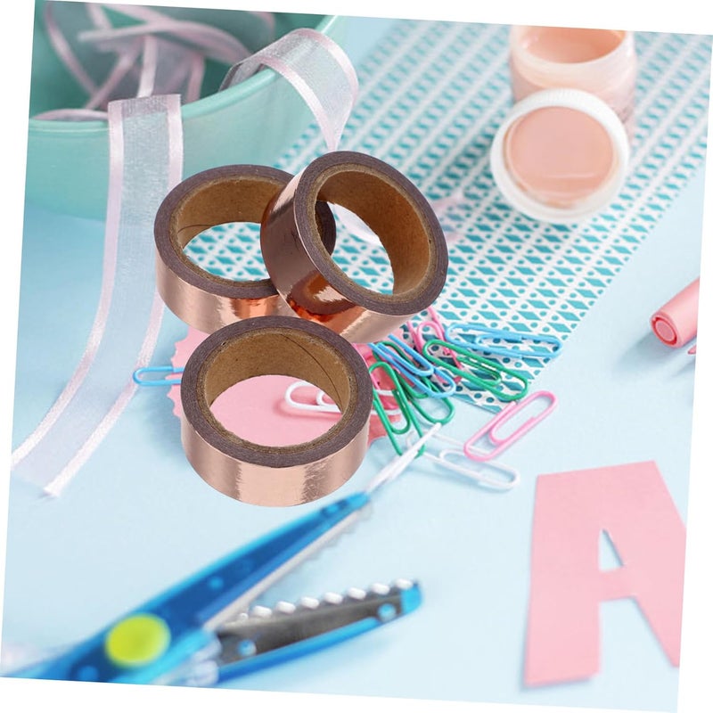 شريط واشي وردي ذهبي 3 لفات ورق فويل زخرفي DIY سكرابوك شريط لاصق للحرف علبة كبيرة - Image 3