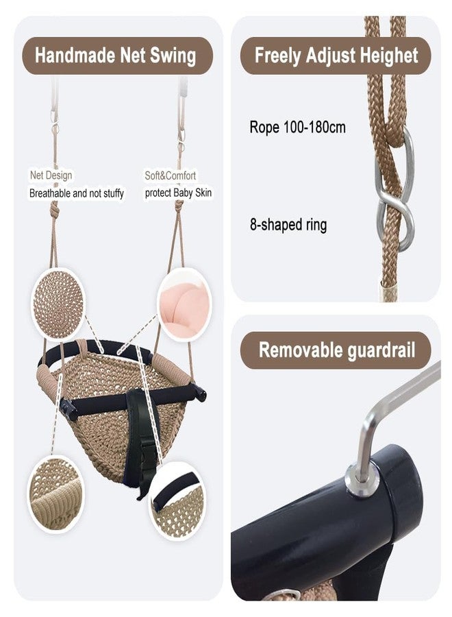 ROPECUBE Toddler Swing&2-in-1 Baby Swing - Adjustable Rope Swing Seat for Kids | Indoor & Outdoor Durable Backyard Swing Set for Infants & Toddlers (Light Brown) - Image 3