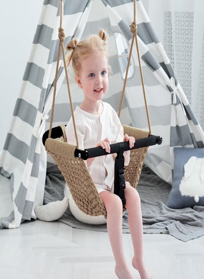 ROPECUBE Toddler Swing&2-in-1 Baby Swing - Adjustable Rope Swing Seat for Kids | Indoor & Outdoor Durable Backyard Swing Set for Infants & Toddlers (Light Brown) - Image 2