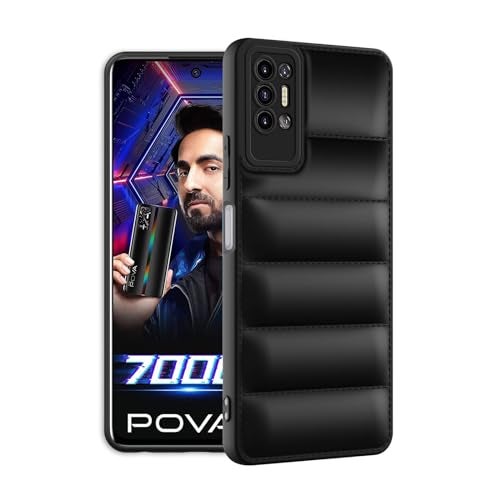 Plus Puffer Case Camera Protection Soft Back Cover for Tecno Pova 2 - Black - Image 2