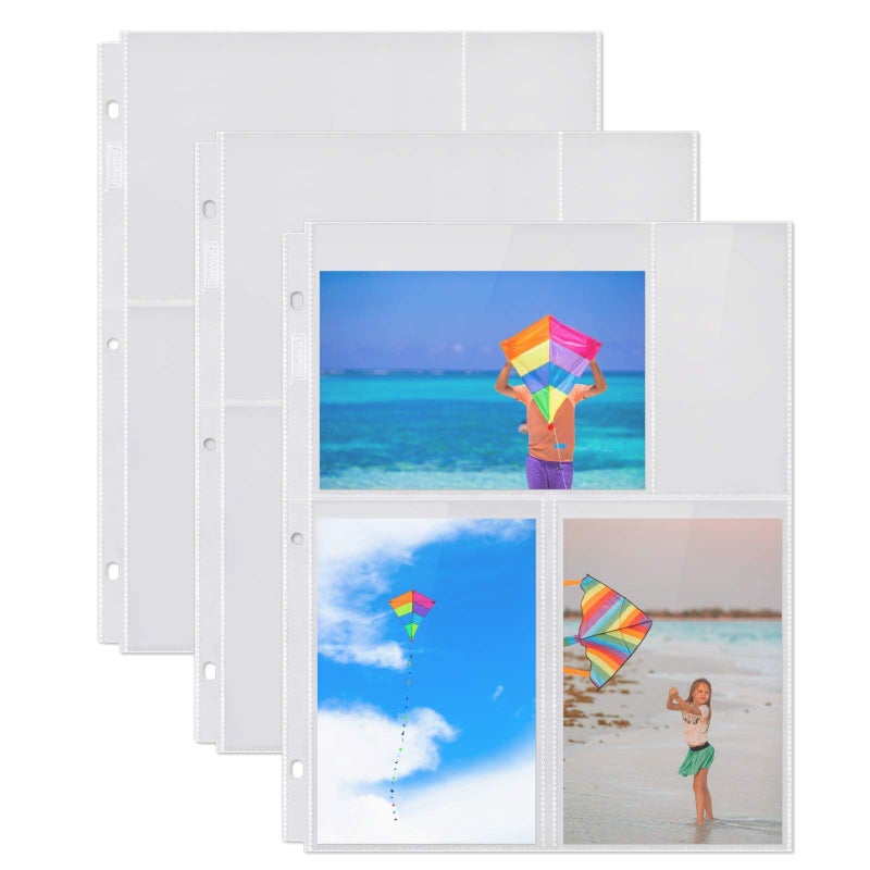 Dunwell Photo Album Refill Pages - (4x6 Mixed Format  25 Pack) for 150 Photos  3-Ring Binder Photo Pockets  Each Photo Page Holds Six 4 x 6 Pictures  Postcard Sleeves  Archival Photo Sleeves 4x6 - Image 1