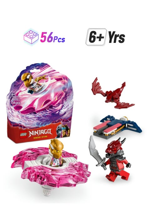 NINJAGO Sora’s Dragon Spinjitzu Spinner Set with 2 Minifigures & Flying Elements - Ninja Building Toy for 6+ Year Old Boys & Girls - Small Gift Idea - 71824 (56 pieces)