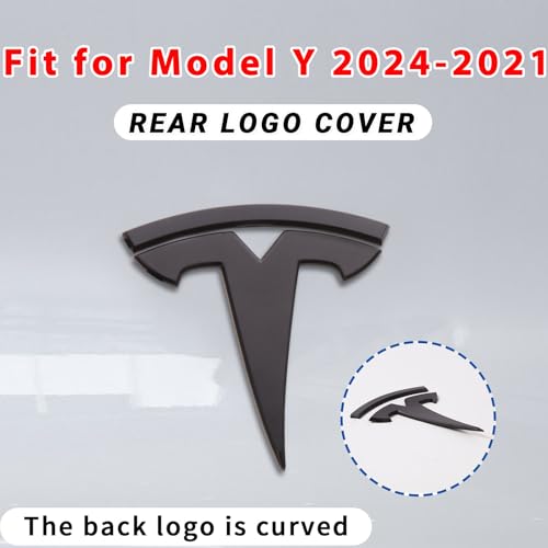 Nanaholy Model Y Accessories for Tesla Emblem Sticker 2PCS/Set 2024 2023 2022 2021 2020,Not Fit for New Model Y Juniper Version 2025 Logo Decal (Black) - Image 3