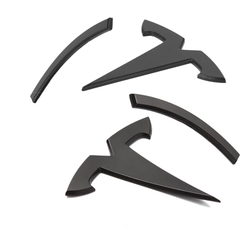Nanaholy Model Y Accessories for Tesla Emblem Sticker 2PCS/Set 2024 2023 2022 2021 2020,Not Fit for New Model Y Juniper Version 2025 Logo Decal (Black) - Image 1