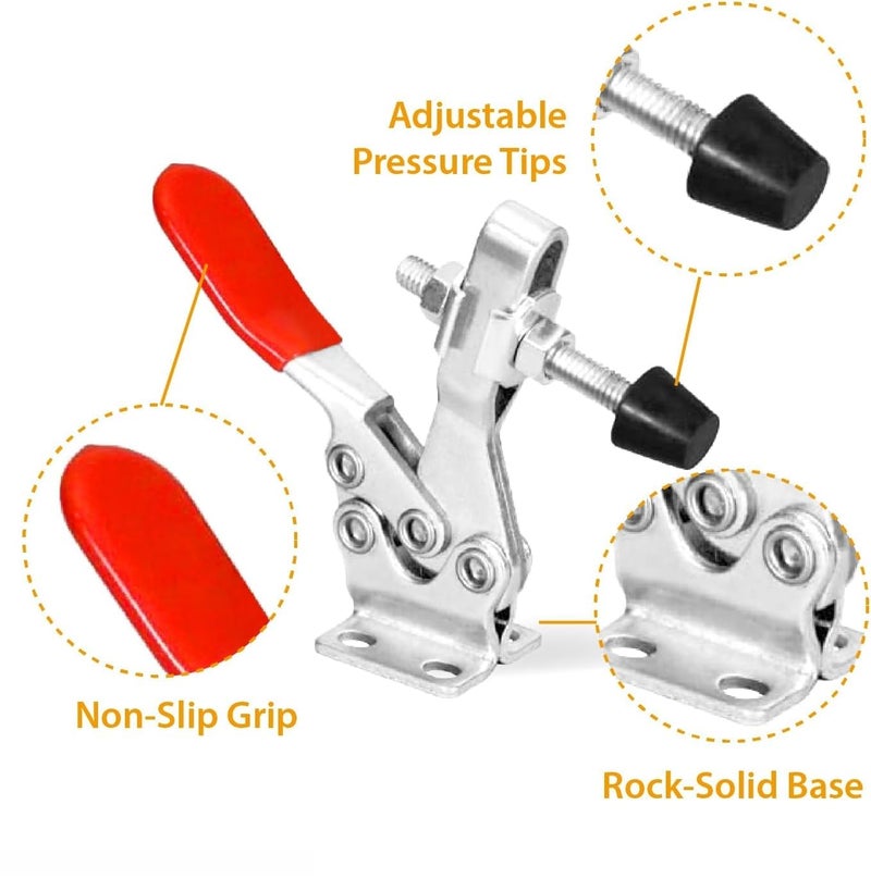 Xfopz 5pack Toggle Clamp, 200 lbs Holding Capacity, 201B Quick Release Horizontal Clamps w/Antislip Rubber Pressure Tip for Woodworking Jigs and Fixtures, Welding, Drill Press, Crosscut Sled - Image 3