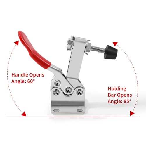 Xfopz 5pack Toggle Clamp, 200 lbs Holding Capacity, 201B Quick Release Horizontal Clamps w/Antislip Rubber Pressure Tip for Woodworking Jigs and Fixtures, Welding, Drill Press, Crosscut Sled - Image 4
