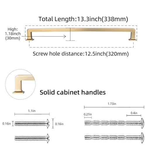 POVEFONK 6 Pack 1235 inch320mm Champagne Bronze Kitchen Cabinet Handles Cabinet Pulls Gold Drawer Pulls Kitchen Cabinet Hardware Handles Dresser Handles - Image 3