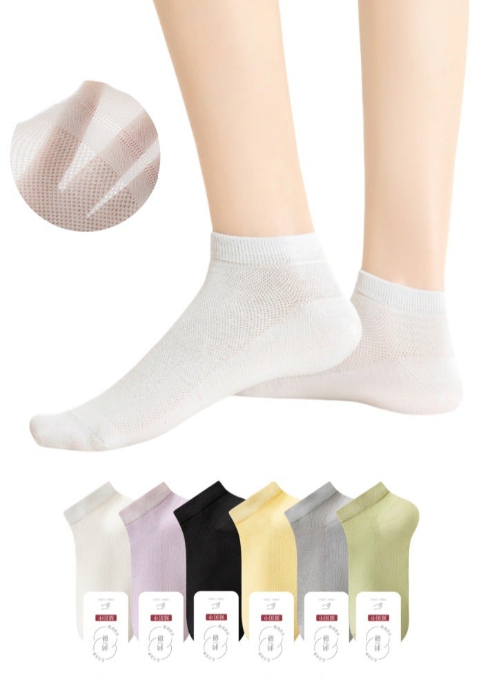 Lullaxx Women's 100% Cotton Mid-Calf Socks(6 Pairs),Breathable, Sweat-Wicking (UAE/KSA, Numeric, 35, 40, Regular, Regular, 6, White, light yellow, light gray, light pink, light purple, mint green) - Image 1
