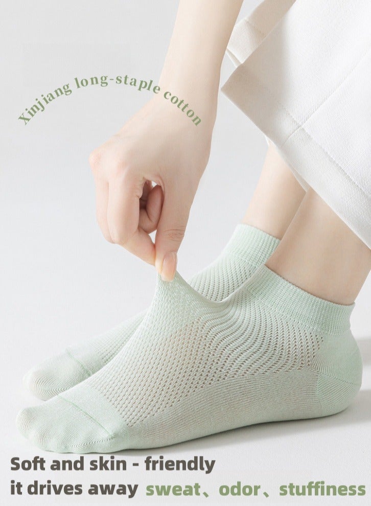 Lullaxx Women's 100% Cotton Mid-Calf Socks(6 Pairs),Breathable, Sweat-Wicking (UAE/KSA, Numeric, 35, 40, Regular, Regular, 6, White, light yellow, light gray, light pink, light purple, mint green) - Image 3