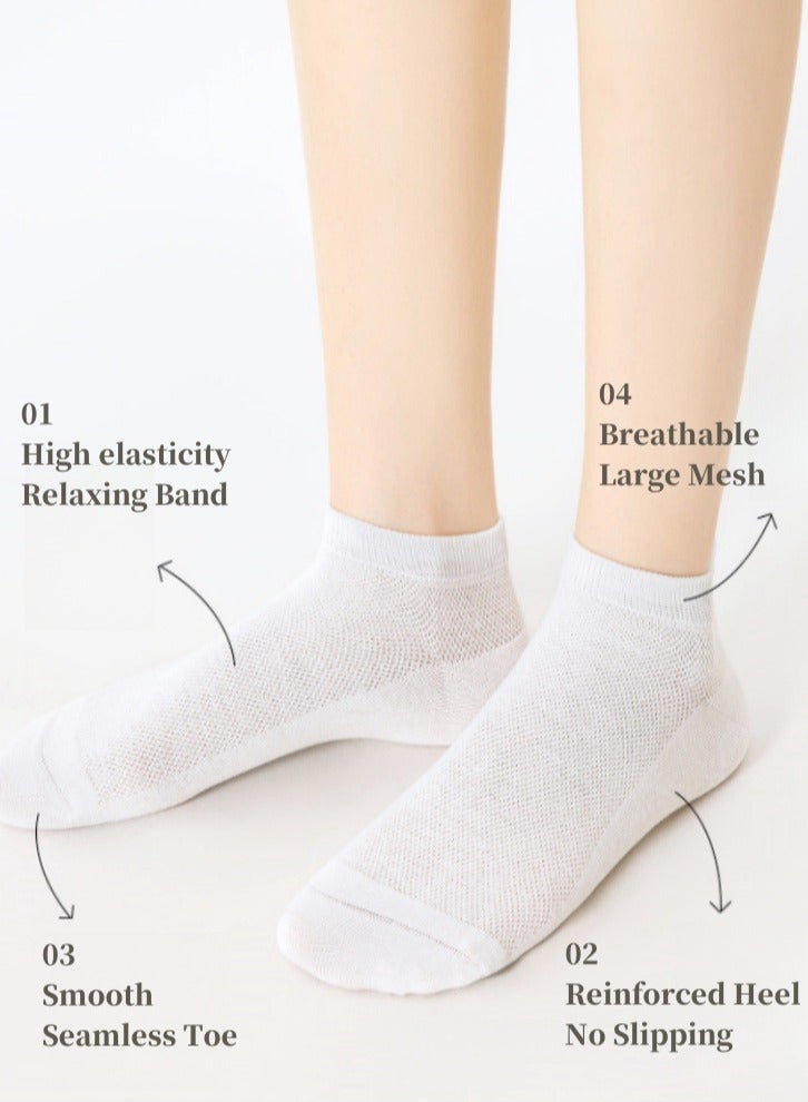Lullaxx Women's 100% Cotton Mid-Calf Socks(6 Pairs),Breathable, Sweat-Wicking (UAE/KSA, Numeric, 35, 40, Regular, Regular, 6, White, light yellow, light gray, light pink, light purple, mint green) - Image 5