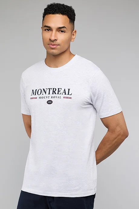 أر أند بي Typography Print T-Shirt with Crew Neck and Short Sleeves