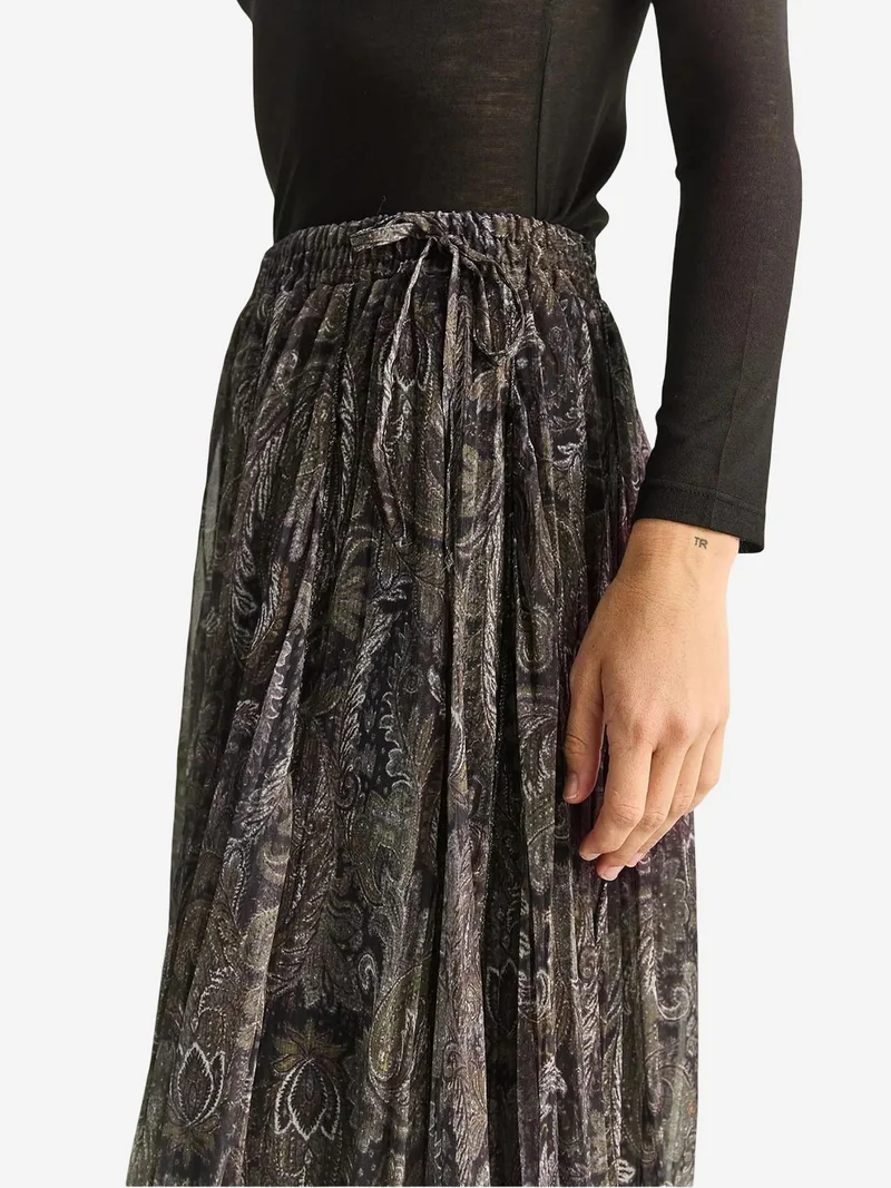 Bianco Lucci LUCCI High Waist Long Ethnic Print Skirt