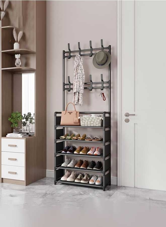 RAWAID 5-Tier Coat and Shoe Rack, Entryway Coat Rack with Hooks, Shoes Organizer for Living Room, Bedroom, Office - Image 2