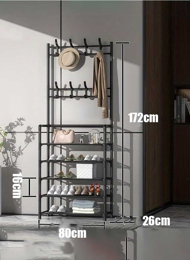 RAWAID 5-Tier Coat and Shoe Rack, Entryway Coat Rack with Hooks, Shoes Organizer for Living Room, Bedroom, Office - Image 3