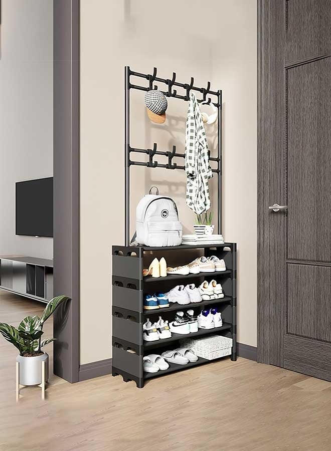 RAWAID 5-Tier Coat and Shoe Rack, Entryway Coat Rack with Hooks, Shoes Organizer for Living Room, Bedroom, Office - Image 1