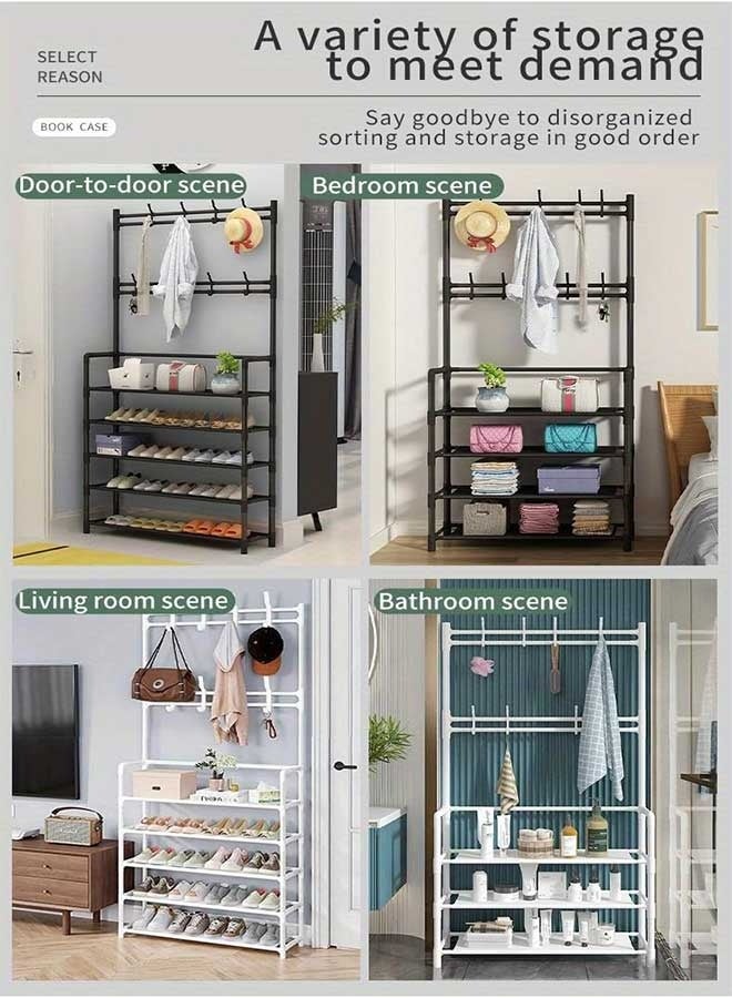 RAWAID 5-Tier Coat and Shoe Rack, Entryway Coat Rack with Hooks, Shoes Organizer for Living Room, Bedroom, Office - Image 4