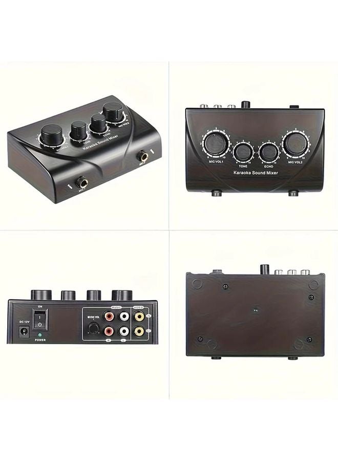 Karaoke Sound Mixer Dual Mic 2 Channel Portable Powered Audio Mixer System - Image 1