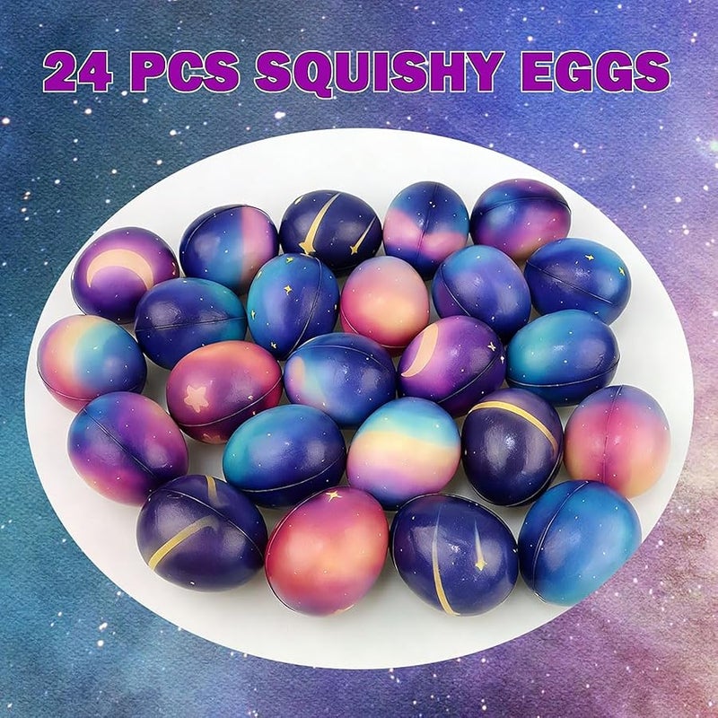 Jofan 24 Pack Easter Eggs Galaxy Slow Rising Squishy Toys for Kids Girls Boys Easter Basket Stuffers Gifts Party Favors - Image 2