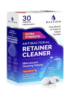 Bastion Retainer Cleaner & Denture Cleanser - 30 Effervescent Tablets - 1 Month Supply - Removes Stains, Discoloration, Odors, & Plaque - Clear Aligners, Mouth & Night Guard, All Dental/Oral Appliances  - Image 1