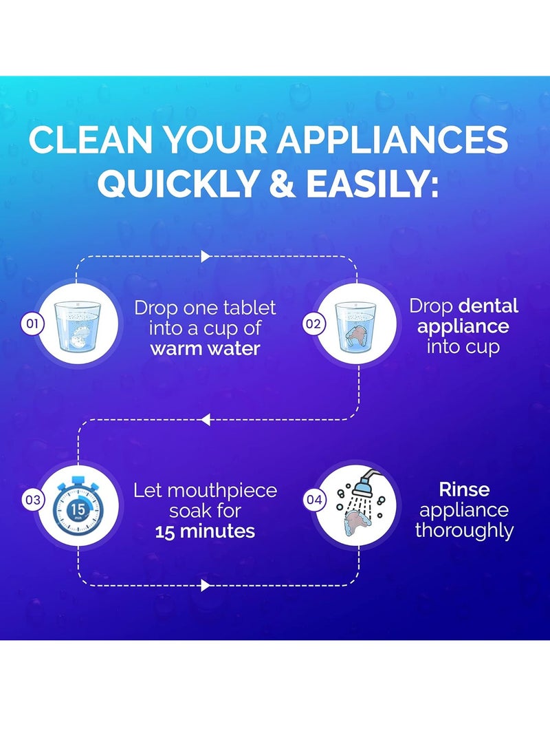 Bastion منظف المثبتات ومنظف طقم الأسنان - 30 قرص فوّار - إمداد لشهر واحد - يزيل البقع، والت discoloration، والروائح، واللويحات - أجهزة التقويم الشفافة، وحماية الفم ليلاً، وجميع الأجهزة السنية/الفموية - Image 2
