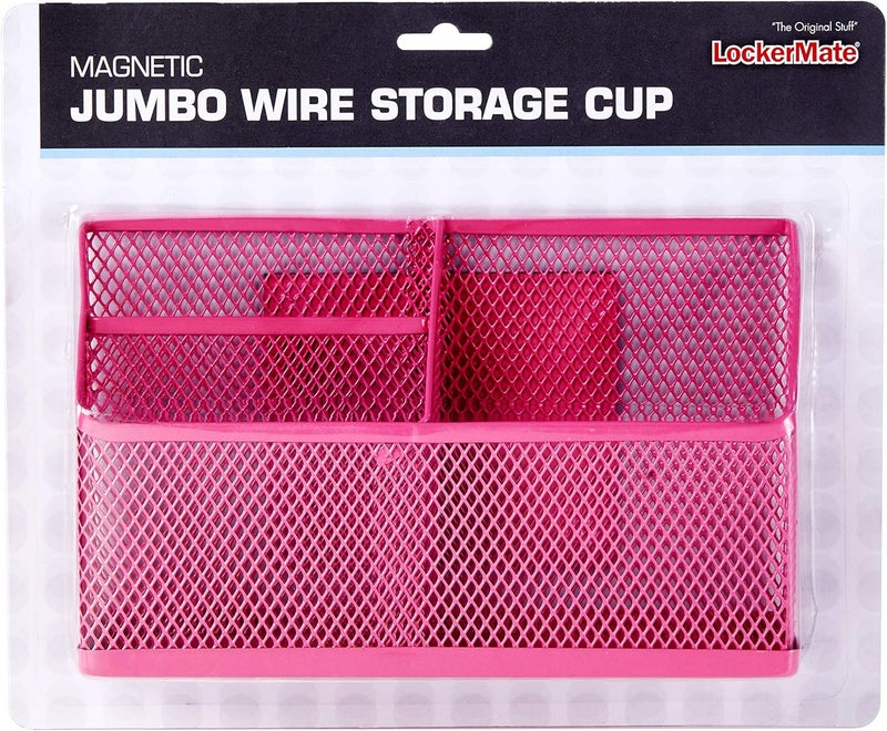 LockerMate Magnetic Pencil Holder Locker Organizer with 3 Mesh Storage Compartments Pink - Image 5