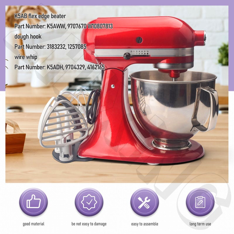 ZHIXING ã€Patent Pendingã€‘Stand Mixer Attachment Holders, Compatible with Kitchenaid Mixer & KitchenAid Flat Beater, Kitchen Accessory Organizer, Accessories for Storing Dough Hooks,Flat & Flex Edge Beater - Image 4