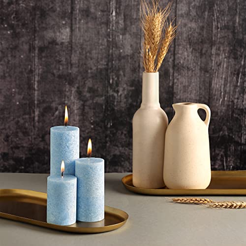 PROSPERRO LUMO by Parkash Candles Set of 3 Fragrance Pillar Candles Marble Finish (Maldives Fragrance), Paraffin Wax - Image 1