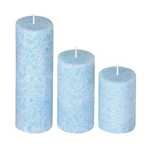 PROSPERRO LUMO by Parkash Candles Set of 3 Fragrance Pillar Candles Marble Finish (Maldives Fragrance), Paraffin Wax - Image 4