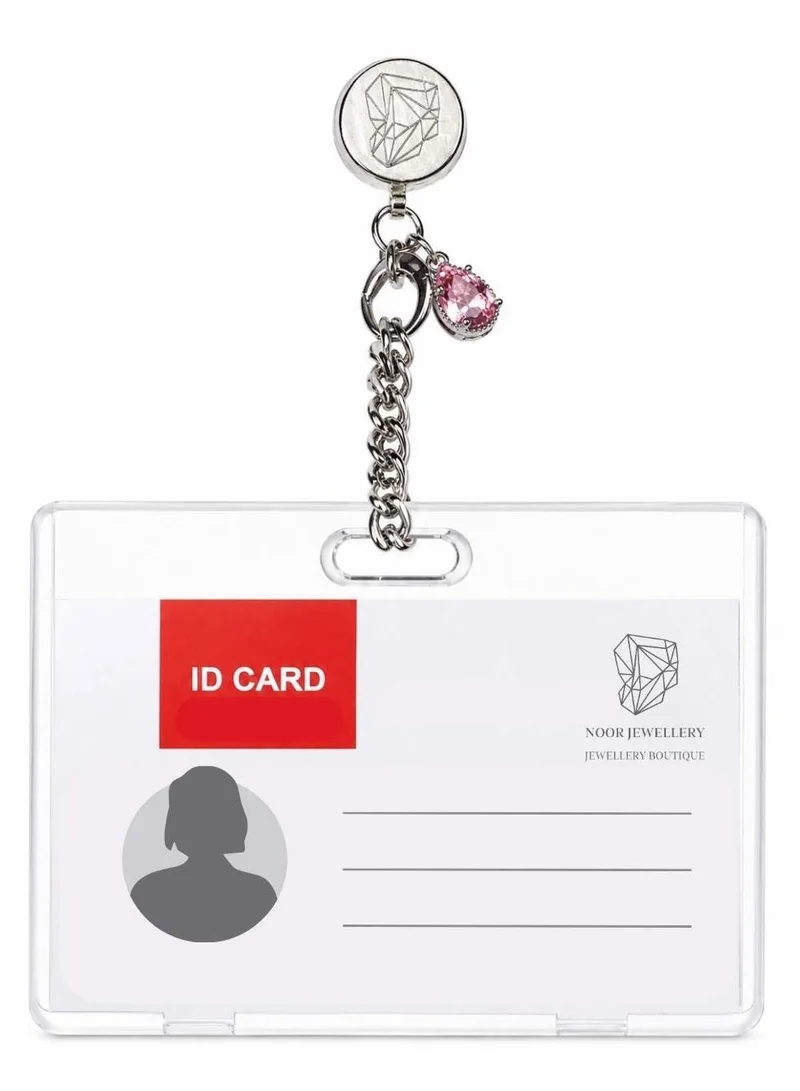 NOOR JEWELLERY ID CARD HOLDER BROOCH-PINK