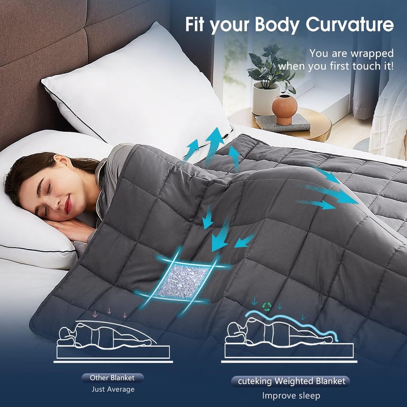 CuteKing Weighted Blanket King Size for Adults (20lbs, 80"x87", Grey) Heavy Blanket for 180-190lbs, Weighted Blanket with Premium Glass Beads, Soft Thick Blanket for Adult All-Season - Image 5
