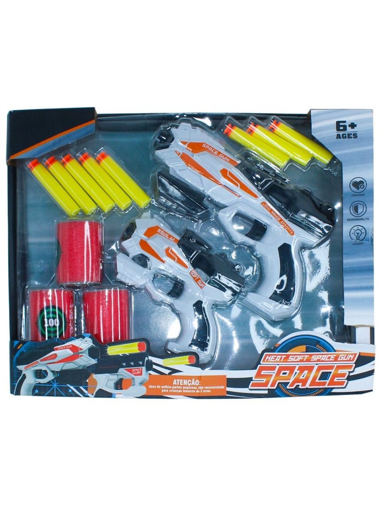 Space Toys For Boys - Soft Bullet Toy Gun Set Of 2 Pcs With Soft Foam Darts And Game Pack, Enjoy The Game With Full Safety And Fun, Darts Are Non Toxic And Soft Toy Game - Image 1