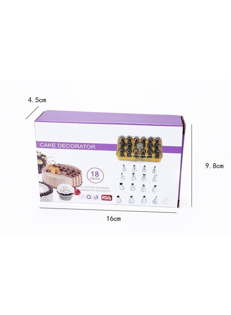 18-Piece Stainless Steel Cake Decorating Tool Set for Cakes, Cupcakes and Cookies - Image 3