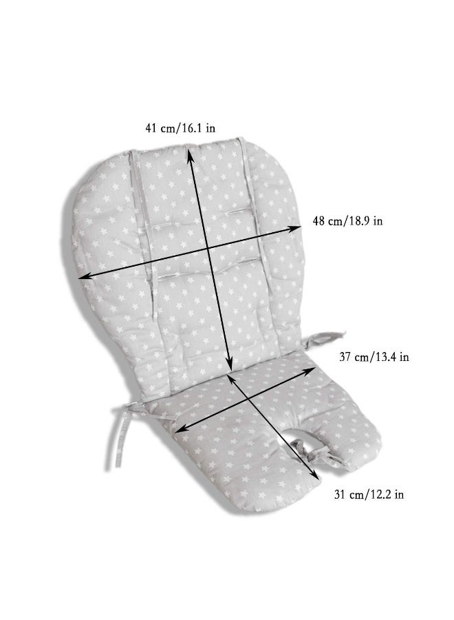 Twoworld High Chair Cushion, Large Thickening Baby High Chair Seat Cushion Liner Mat Pad Cover Breathable Suitable for All Kinds of Baby Dining Chairs (Fashion Gray Star) - Image 4