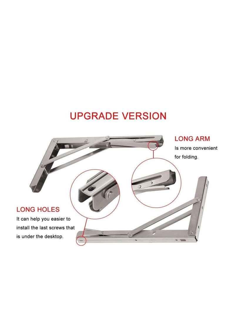Dubkart 12”,Heavy Duty Stainless Steel Collapsible Shelf Bracket for Table Work Bench  - Image 3