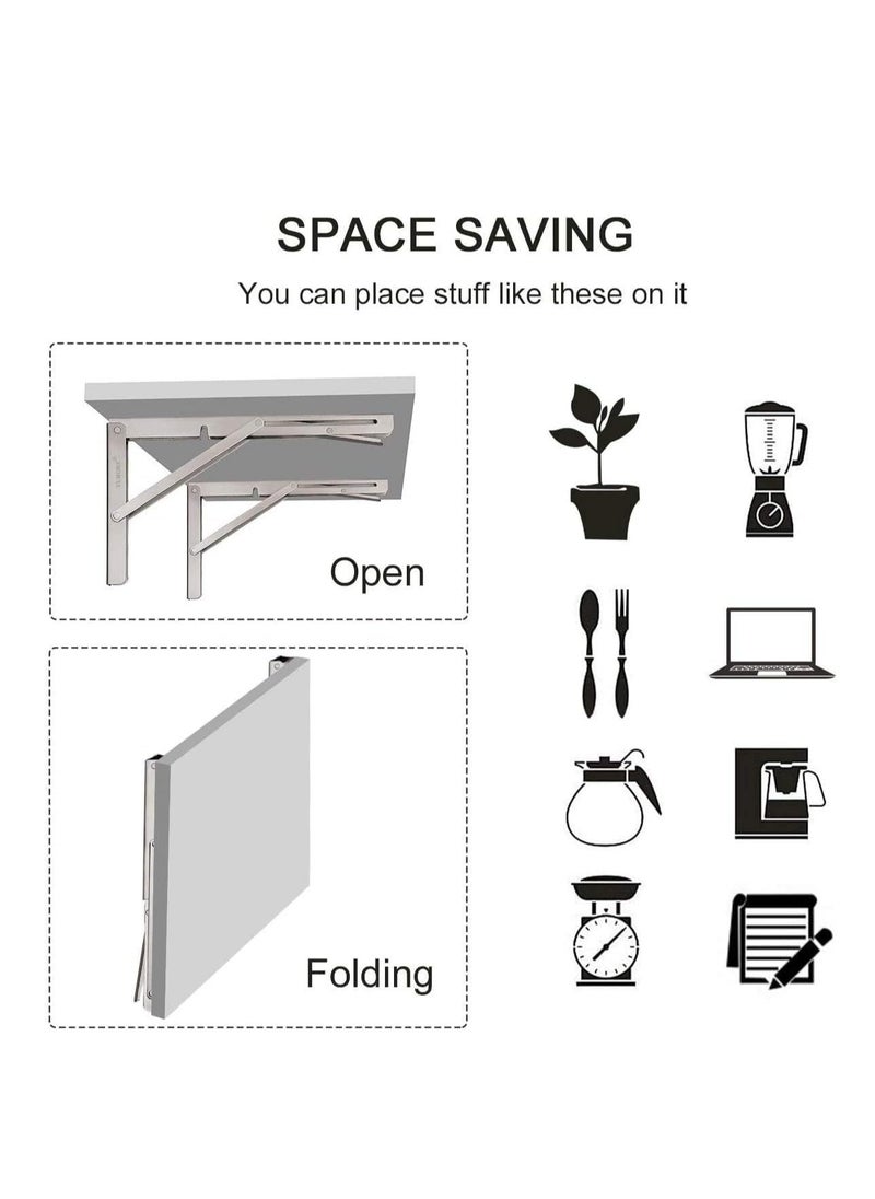 Dubkart 12”,Heavy Duty Stainless Steel Collapsible Shelf Bracket for Table Work Bench  - Image 4