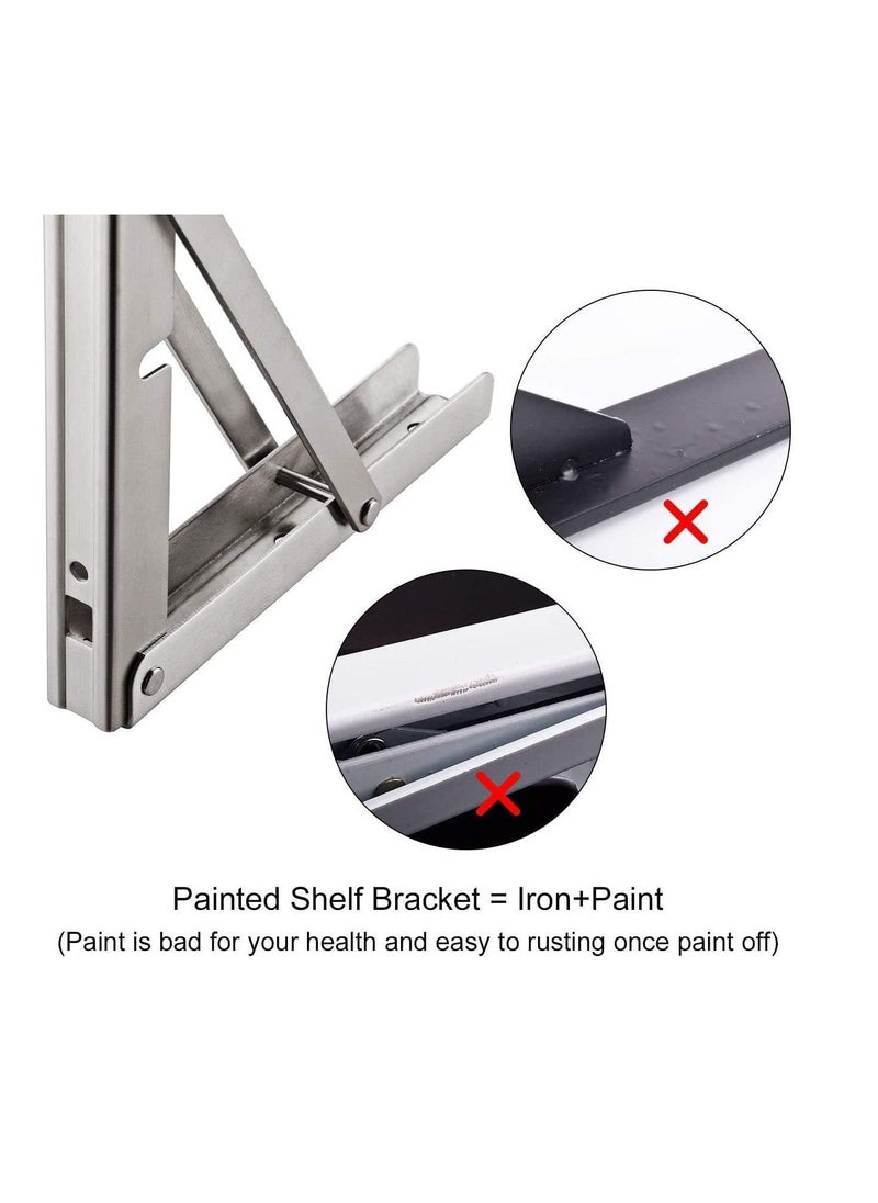Dubkart 12”,Heavy Duty Stainless Steel Collapsible Shelf Bracket for Table Work Bench  - Image 5