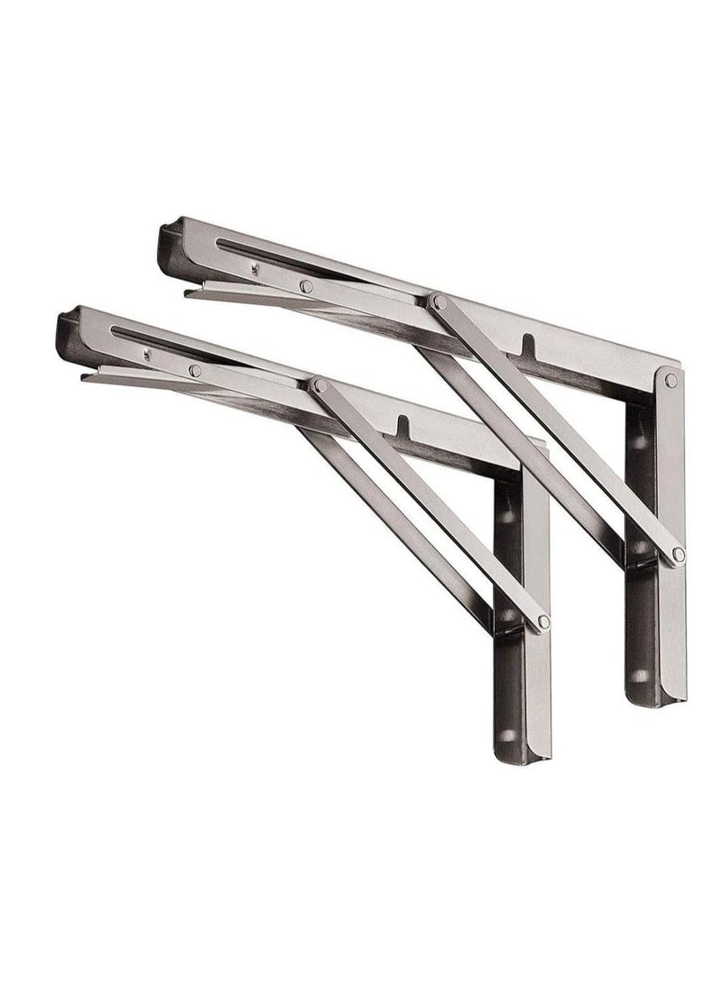 Dubkart 12”,Heavy Duty Stainless Steel Collapsible Shelf Bracket for Table Work Bench  - Image 1