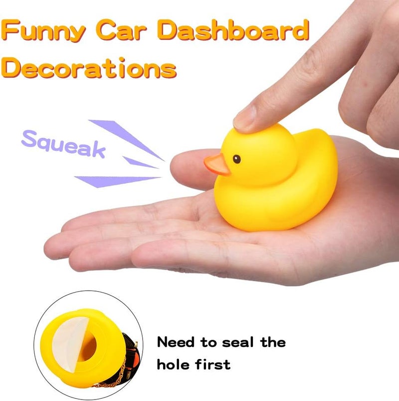 wonuu Rubber Duck Car Ornaments, 2Pcs Yellow Duck Car Dashboard Decorations Squeeze Duck Bicycle Horns with Propeller Helmet - Image 3