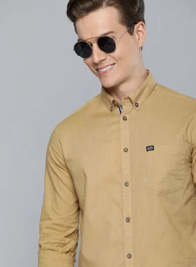 The Indian Garage Co Men Slim Fit Solid Full Sleeves Cutaway Collar Casual Shirt