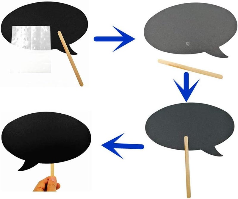 ALIMITOPIA Photo Booth Props Kit,Writable Black Paper Card Board Photographing Props for Wedding Birthday Prom Party Favor(10pcs with Different Shapes) - Image 4